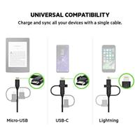 Belkin Micro-USB-kabel (met Lightning-Connector-adapter, 0,9 m, geschikt voor Samsung Galaxy, iPad, iPhone 8/8 Plus, iPhone X, iPhone 6/6s/6 Plus/6s Plus, iPhone 7/7Plus, iPhone SE) zwart - thumbnail