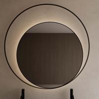 Spiegel Gliss Design Kosmos Mat Zwart met Frame en Indirecte LED Verlichting 140 cm - thumbnail