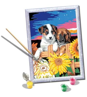Ravensburger Creart schilderen op nummer - zonsondergang honden