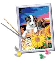 Ravensburger Creart schilderen op nummer - zonsondergang honden - thumbnail