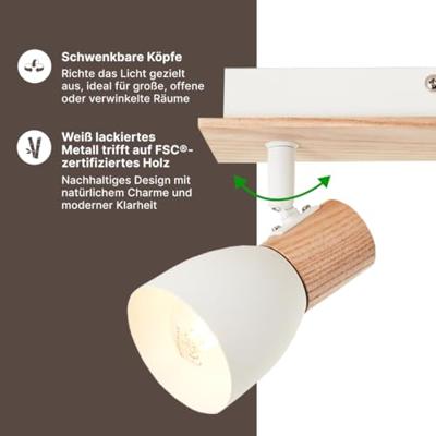 Brilliant PlafondlampDaintree 4-lichts wit met hout - 99867/75