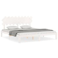 Bedframe met hoofdbord massief hout wit Super King Size - thumbnail