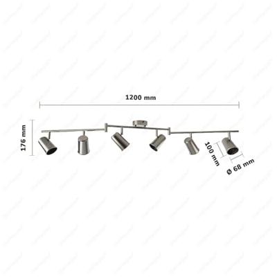 Riga - LED plafondlamp - 30 Watt 2345 lumen - 6 spots - 2700K Warm wit - Draaibaar en dimbaar - GU10 - Kantelbaar - Plafondspot - IP20 Voor binnen - RVS Riga - LED plafondlamp - 30 Watt 2345 lumen - 6 spots - 2700K Warm wit - Draaibaar en dimbaar - GU10 - Kantelbaar - Plafondspot - IP20 Voor binnen - RVS