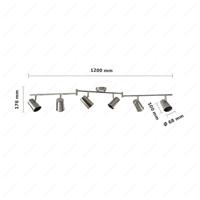Riga - LED plafondlamp - 30 Watt 2345 lumen - 6 spots - 2700K Warm wit - Draaibaar en dimbaar - GU10 - Kantelbaar - Plafondspot - IP20 Voor binnen - RVS - thumbnail