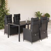 5-delige Tuinset met kussens poly rattan zwart - thumbnail