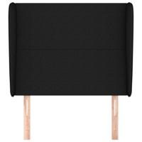 Hoofdbord met randen 103x23x118/128 cm stof zwart - thumbnail