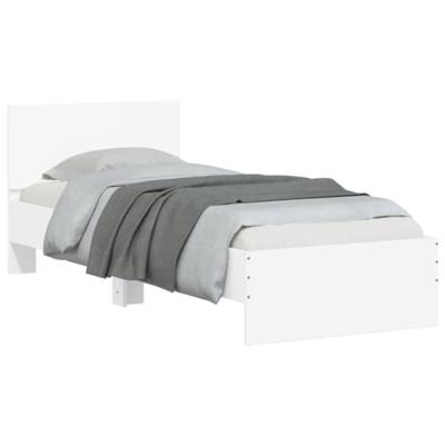 Bedframe met hoofdbord en LED-verlichting wit 90x200 cm