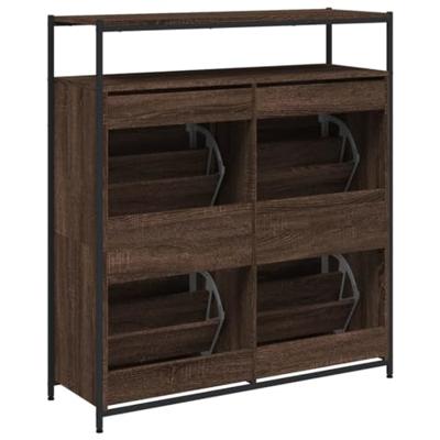 Schoenenkast met 4 klaplades 100x34x112 cm bruin eikenkleur
