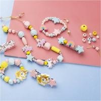 Creativ Company Mini hobbyset sieraden, halsketting, armbanden, oorbellen, lichtblauw, lichtrood, geel, 1 doos - thumbnail