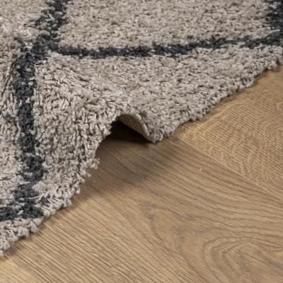 Vloerkleed shaggy hoogpolig modern 100x200cm beige en antraciet Vloerkleed shaggy hoogpolig modern 100x200cm beige en antraciet