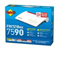 AVM FRITZ!Box 7590 WLAN AC+N router (DSL/VDSL, 1.733 MBit/s (5GHz) & 800 MBit/s (2,4 GHz), tot 300 MBit/s met VDSL-supervectoring 35b, WLAN Mesh, DECT-basis, Media Server, geschikt voor Duitsland) - thumbnail