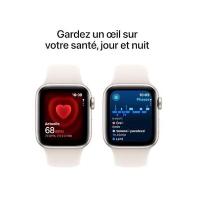 Apple Watch SE (2e gen.) GPS 40 mm Smartwatch - Kast van sterrenlicht aluminium - Sterrenlicht sportbandje (M/L). Conditie en slaap bijhouden, ongelukdetectie, hartritme monitoren, Retina-display