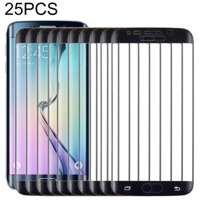 25 stuks voor Galaxy S6 Edge 0.3 mm 9H oppervlaktehardheid 3D gebogen volledig scherm cover explosieveilige gehard glas film (zwart)