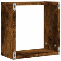 Wandrekken kubus 4 st 30x15x30 cm gerookt eiken - thumbnail