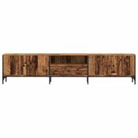 Tv-meubel met lade 200x25x44 cm bewerkt hout oud houtkleurig - thumbnail