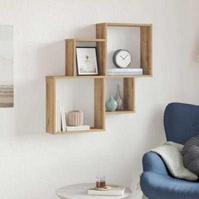 Wandschap 80x15x78,5 cm bewerkt hout artisanaal eikenkleurig Wandschap 80x15x78,5 cm bewerkt hout artisanaal eikenkleurig