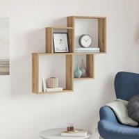 Wandschap 80x15x78,5 cm bewerkt hout artisanaal eikenkleurig - thumbnail