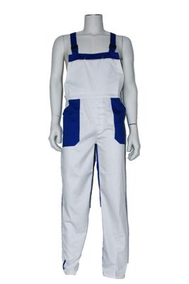 Tuinbroek kinderen poly/katoen wit / korenblauw