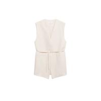 Mango gilet met ceintuur ecru - thumbnail