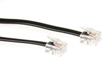 ACT TD5502 Platte Telefoonkabel | RJ11 connectoren | Zwart | 2 meter - thumbnail