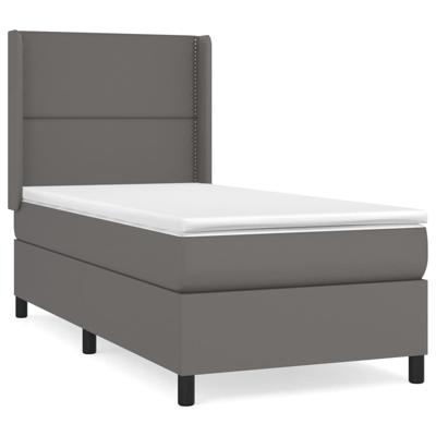 Boxspring met matras kunstleer grijs 90x200 cm - thumbnail