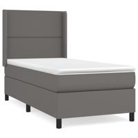 Boxspring met matras kunstleer grijs 200x200 cm - thumbnail