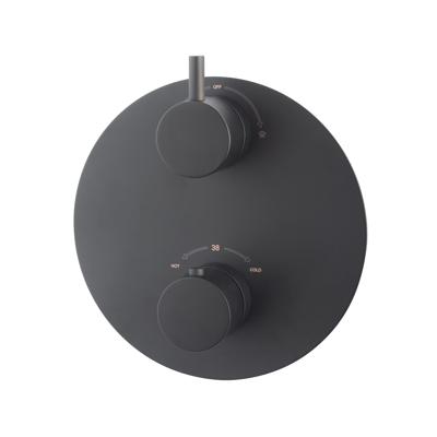 Wiesbaden Caral Rond afbouwdeel inbouwthermostaat 2 weg mat zwart