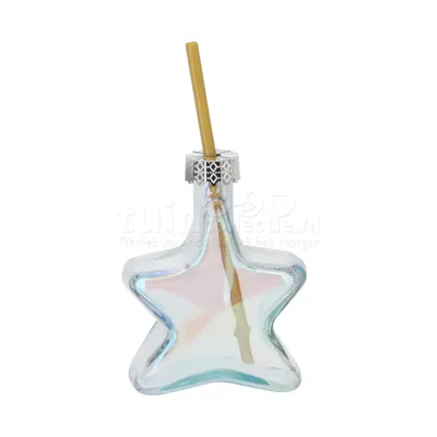 Drinkglas Kerstster met Rietje Parelmoer Drinkglas Kerstster met Rietje Parelmoer