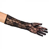 Gala handschoen lang zwart - thumbnail