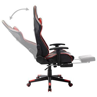 Gamestoel met voetensteun kunstleer zwart en rood