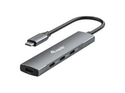 Equip 128963 128963 USB-hub 4 poorten USB-A USB 3.2 Gen1 5 GBit/s Met USB-C stekker Zwart, Zilver