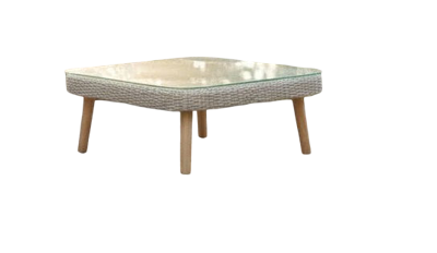 Mira lounge corner table 80x80x40 light yellow alu/wicker natural Eurofar - Eurofar