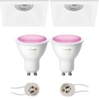 Pragmi Pollon Pro - Inbouw Vierkant - Mat Wit - Verdiept - 82mm - Philips Hue - LED Spot Set GU10 - White and Color Ambiance - Bluetooth - thumbnail