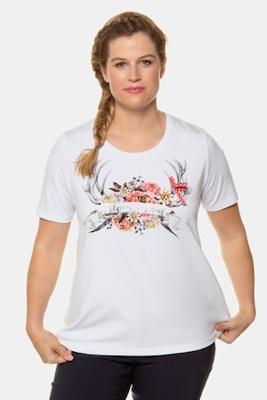 Ulla Popken T-shirt, classic, folklore motief, ronde hals - Grote Maten