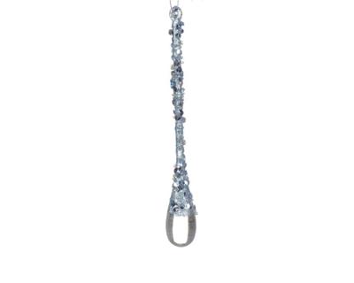 Kersthanger druppel glitter blauw