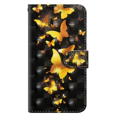3D-schilderij patroon horizontale Flip TPU + PU lederen draagtas met houder & kaartsleuven & portemonnee voor iPhone 8/7 (gouden vlinder)