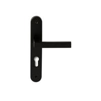 Hardbrass Deurkruk Phoenix op ovaal langschild profielcilindergat 72mm - zwart - thumbnail