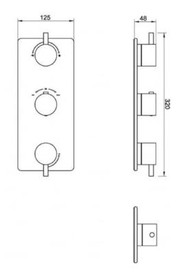 Douchekraan Inbouw Wiesbaden Caral Thermostatisch 3-Weg Gunmetal