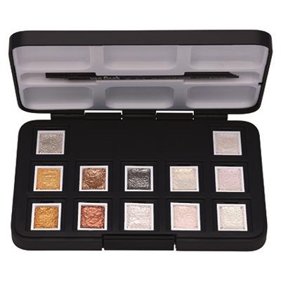 Van Gogh aquarelverf, pocketbox met 12 napjes, metallic- en interference kleuren Van Gogh aquarelverf, pocketbox met 12 napjes, metallic- en interference kleuren