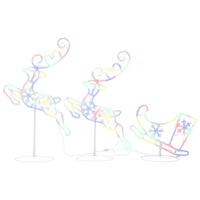 Kerstdecoratie rendieren en slee 260x21x87 cm acryl meerkleurig - thumbnail