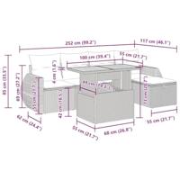 6-delige Loungeset met kussens poly rattan acacia zwart - thumbnail