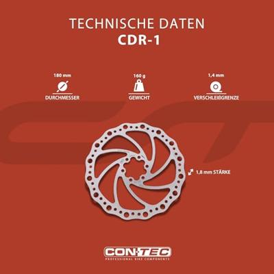 CONTEC remschijf "cdr-1" ct brake rotors cdr-1 180mm x 1.8mm 6-hole