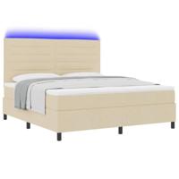 Boxspring bed met matras met hoofdeinde Crème 180 x 200 cm Stof - thumbnail