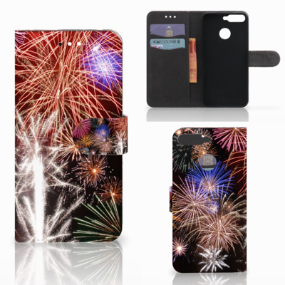 Huawei Y6 2018 Wallet Case met Pasjes Vuurwerk