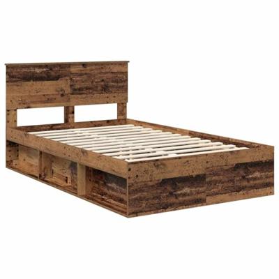 Bedframe met hoofdeinde Oudhout 120 x 190 cm Massief grenenhout