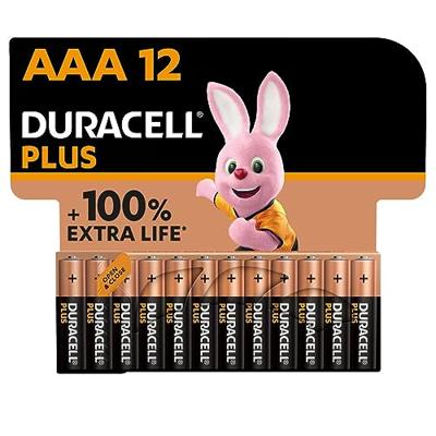 Duracell Plus AAA-batterijen (12 stuks) - 1,5V-alkaline batterijen - Tot 100% extra levensduur -Betrouwbaar voor dagelijks gebruikte apparaten- 0% plastic verpakking - 10 jaar te bewaren - LR03 MN2400
