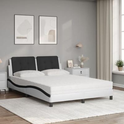 Bed met matras kunstleer wit en zwart 140x200 cm
