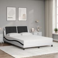Bed met matras kunstleer wit en zwart 140x200 cm - thumbnail