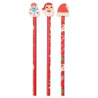 Potlood met Gum Kerst, 3st. - thumbnail