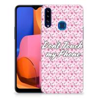 Samsung Galaxy A20s Silicone-hoesje Flowers Pink DTMP - thumbnail
